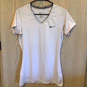 White, V-neck Nike T-shirt